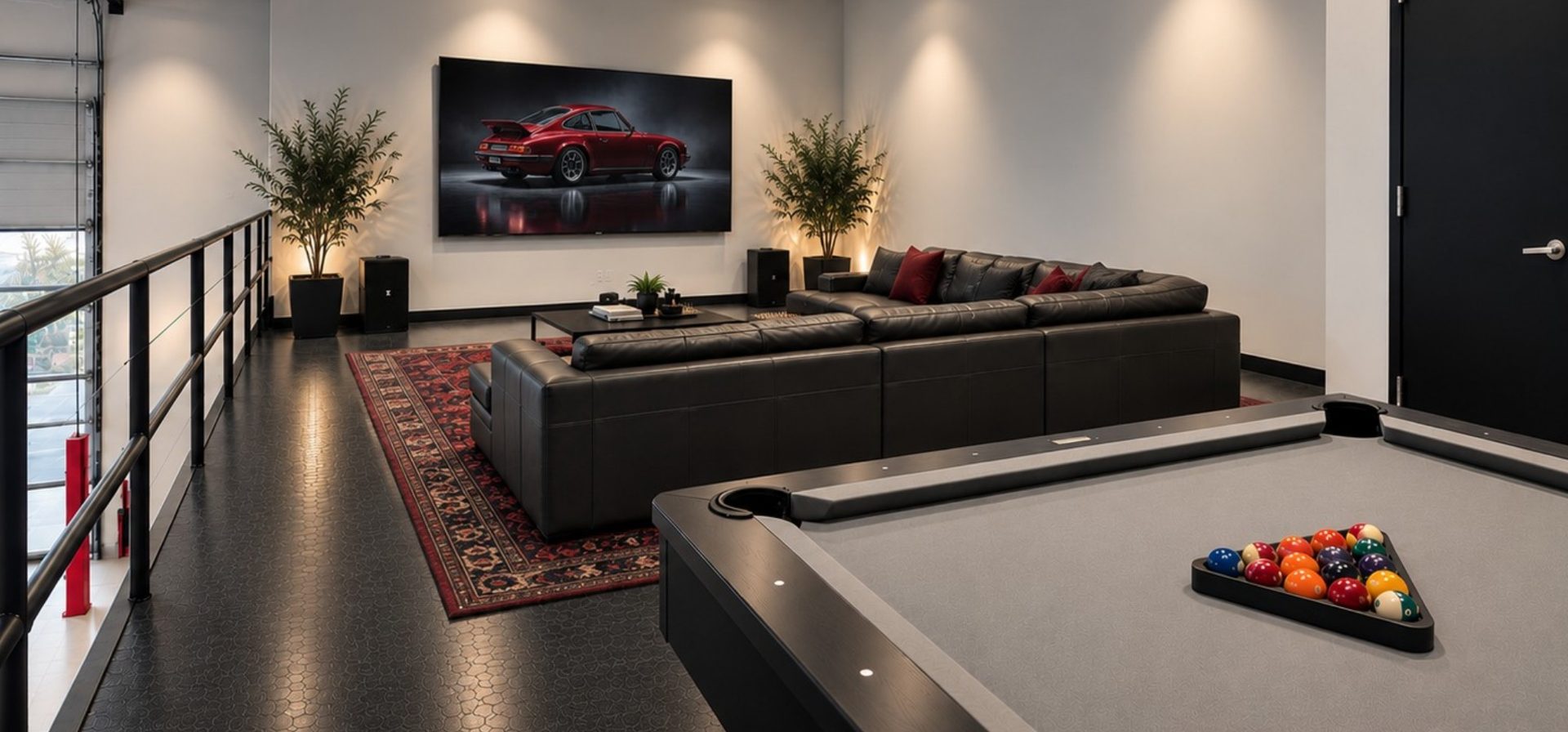 Game room on the mezzanine level