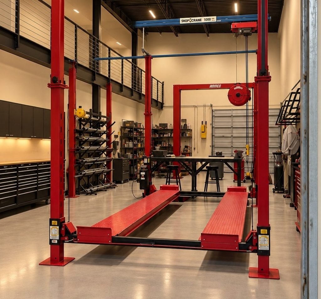 The workshop, with lifts included